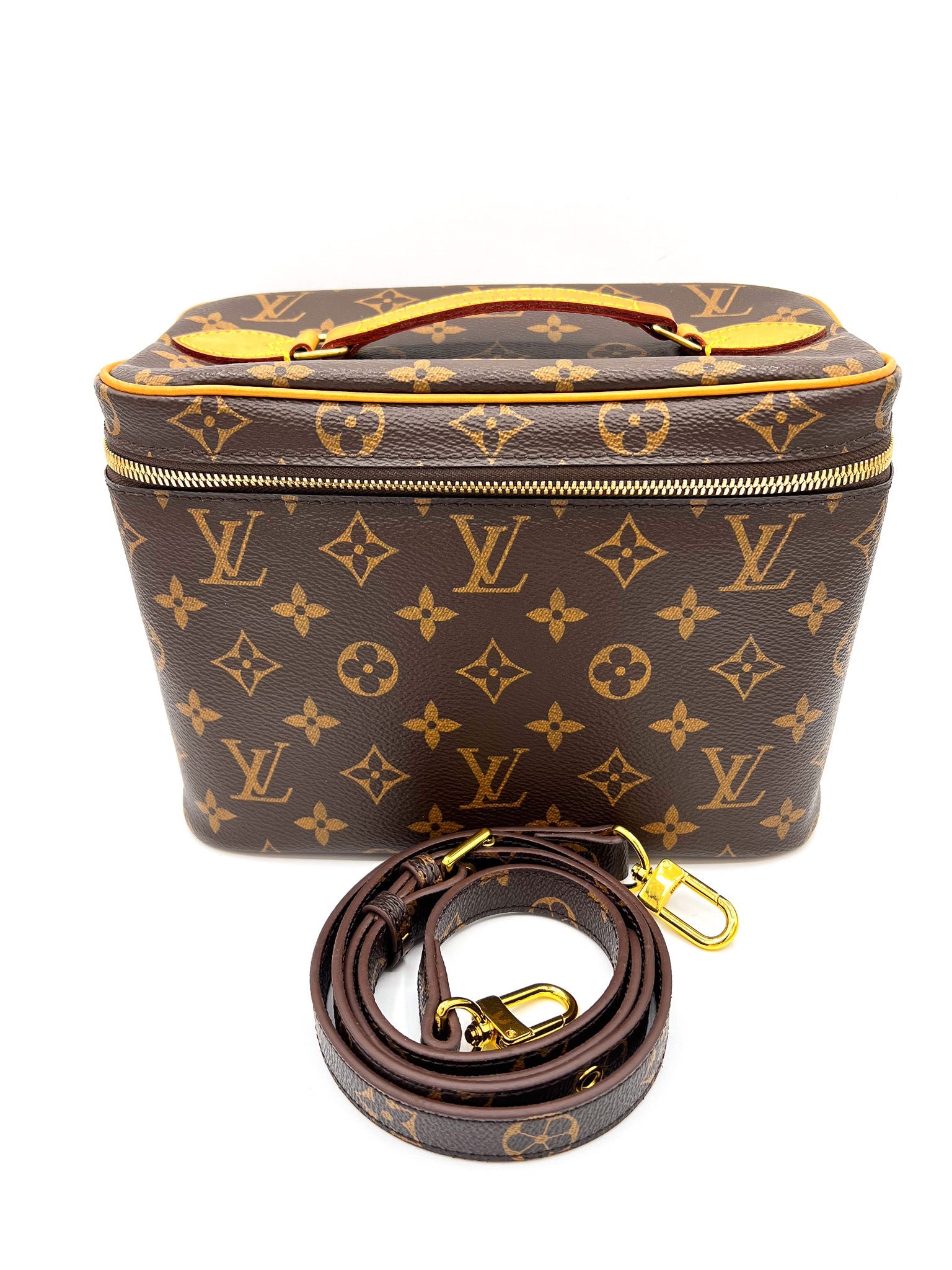 LOUIS VUITTON NICE BB BAG MONOGRAM PVC COATED CANVAS BROWN