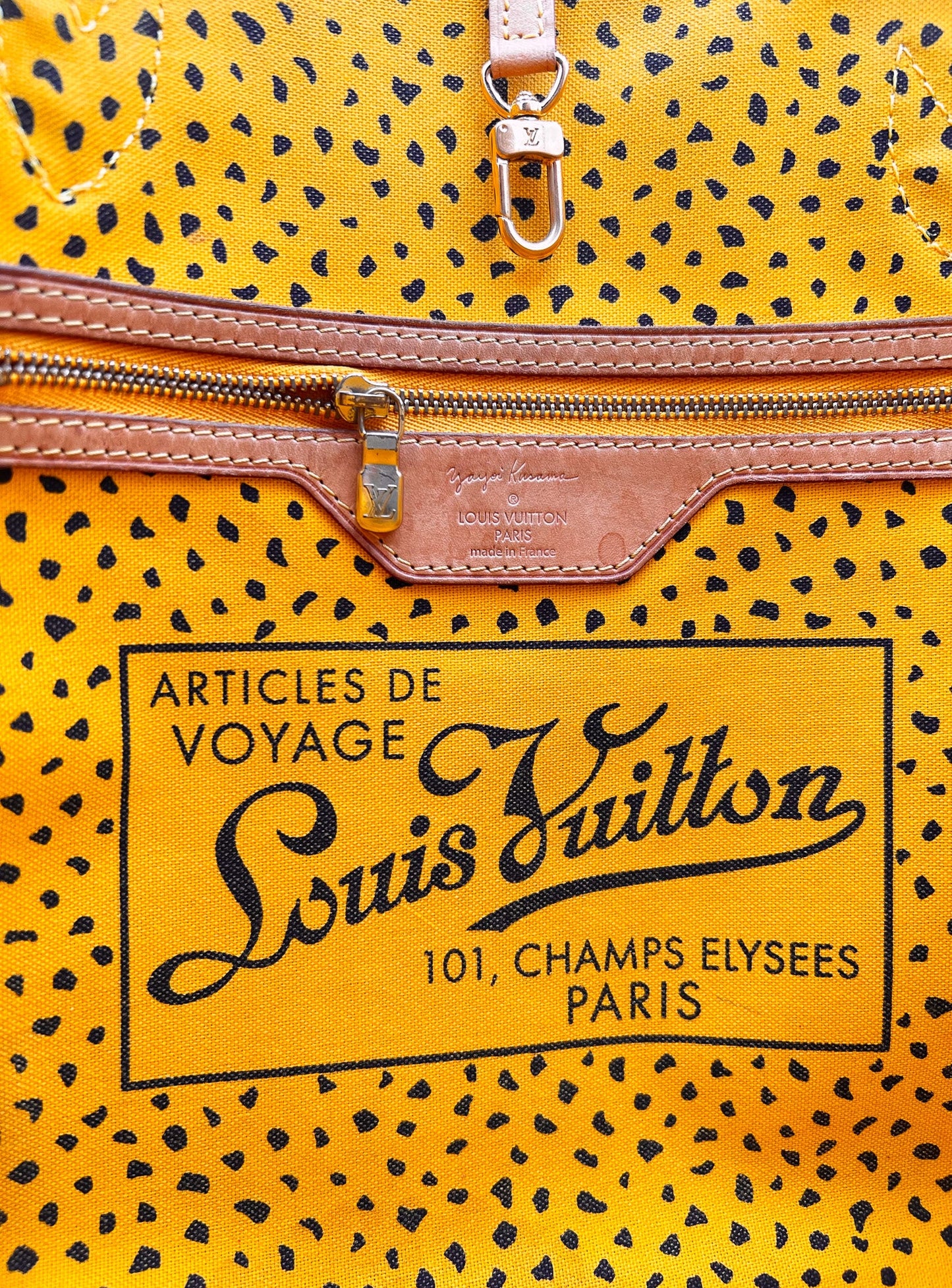 LOUIS VUITTON NEVERFULL MM YELLOW KUSAMA MONOGRAM INFINITY DOTS TOTE BAG